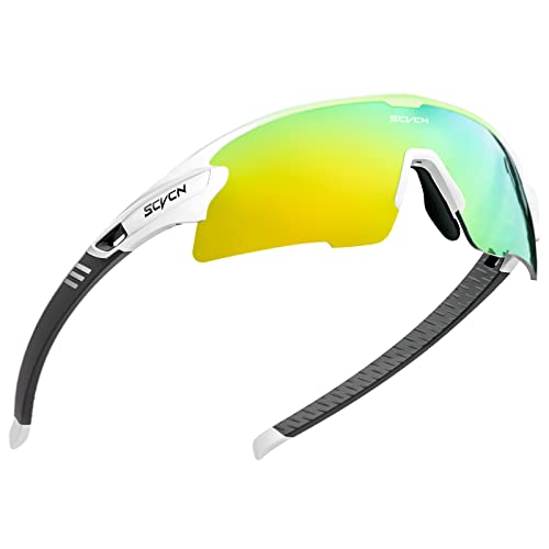 SCVCN Radfahrerbrille Polarisierte Sport Sonnenbrille mit 3 Austauschbaren Gläsern für Männer Frauen Laufen Golf Wandern Volleyball Tennis Autofahren Angeln Softball Bergsteigen 40 von SCVCN