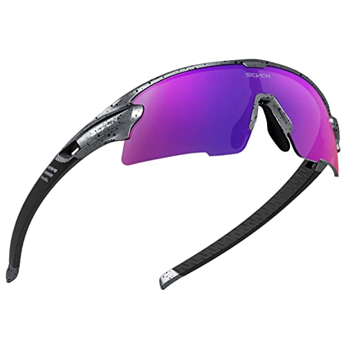SCVCN Radfahrerbrille Polarisierte Sport Sonnenbrille mit 3 Austauschbaren Gläsern für Männer Frauen Laufen Golf Wandern Volleyball Tennis Autofahren Angeln Softball Bergsteigen 37 von SCVCN