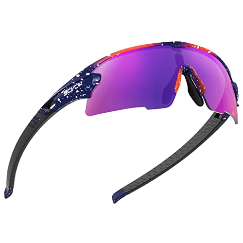 SCVCN Radfahrerbrille Polarisierte Sport Sonnenbrille mit 3 Austauschbaren Gläsern für Männer Frauen Laufen Golf Wandern Volleyball Tennis Autofahren Angeln Softball Bergsteigen 25 von SCVCN