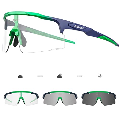 SCVCN Photochromatische Fahrradbrille Selbsttönend für Herren Damen Klar Sportsonnenbrille Sport Radfahren MTB Radbrille Laufen Volleyball Tennis Autofahren Angeln Softball Bergsteigen Golf Wandern 02 von SCVCN