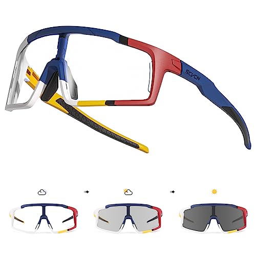 SCVCN Photochromatische Selbsttönend Fahrradbrille für Herren Damen Klar Sportsonnenbrille Radfahren MTB Radbrille Laufen Volleyball Tennis Autofahren Angeln Softball Bergsteigen Golf Wandern 02 von SCVCN