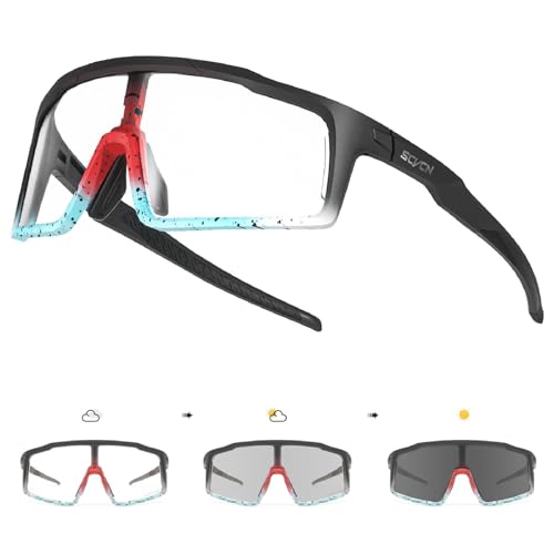 SCVCN Photochromatische Selbsttönend Fahrradbrille für Herren Damen Klar Sportsonnenbrille Radfahren MTB Radbrille Laufen Volleyball Tennis Autofahren Angeln Softball Bergsteigen Golf Wandern 03 von SCVCN