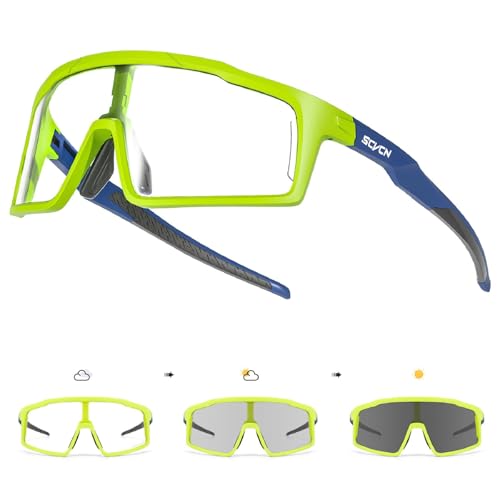 SCVCN Photochromatische Selbsttönend Fahrradbrille für Herren Damen Klar Sportsonnenbrille Radfahren MTB Radbrille Laufen Volleyball Tennis Autofahren Angeln Softball Bergsteigen Golf Wandern 14 von SCVCN