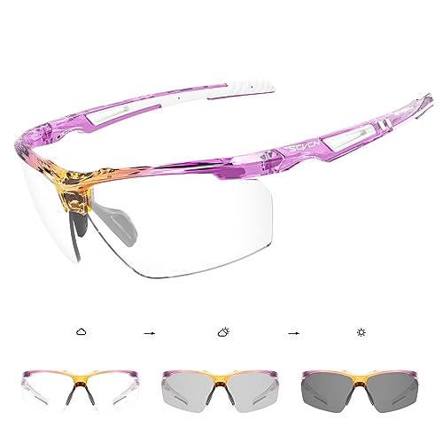 SCVCN Photochromatische Selbsttönend Fahrradbrille Herren Damen Sportsonnenbrille Klar Radsport Radfahren MTB Radbrille Laufen Volleyball Tennis Autofahren Angeln Softball Bergsteigen Golf Wandern 06 von SCVCN