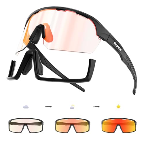 SCVCN Photochrome Fahrradbrille für Herren und Damen Sport Fahrradbrille TR90 Rahmen UV 400 Schutz von SCVCN