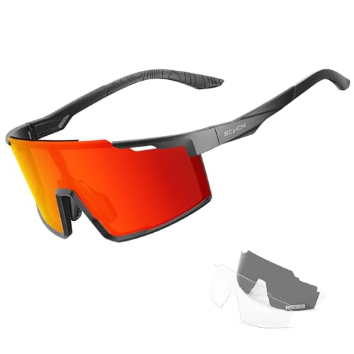 SCVCN Polarisiert Fahrradbrille Herren Sonnenbrille UV400 Schutz Sportbrille Damen Radbrille Sportsonnenbrillen Radsportbrille Radfahren MTB Brille Rennrad Laufen Wandern Volleyball Bergsteigen 02 von SCVCN