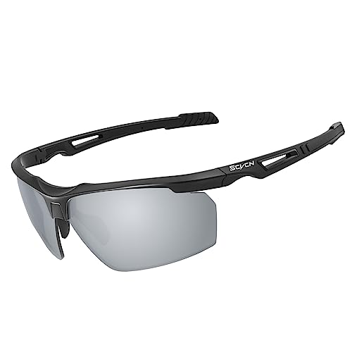 SCVCN Polarisierte Radbrille Fahrradbrille Sport-Sonnenbrille für Herren Damen, UV400 MTB 04 von SCVCN