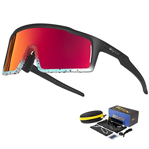 SCVCN Polarisierte Radfahrerbrille Sonnenbrille mit 3 Austauschbaren Gläsern für Männer Frauen Laufen Volleyball Tennis Autofahren Angeln Softball Bergsteigen Golf Wandern HD Hochkontrastlinsen 03 von SCVCN