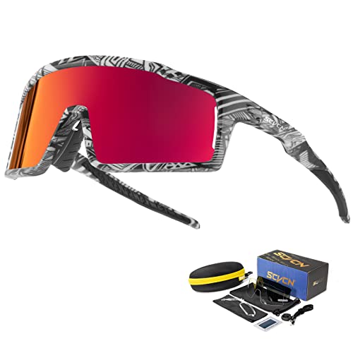 SCVCN Polarisierte Radfahrerbrille Sonnenbrille mit 3 Austauschbaren Gläsern für Männer Frauen Laufen Volleyball Tennis Autofahren Angeln Softball Bergsteigen Golf Wandern HD Hochkontrastlinsen 04 von SCVCN