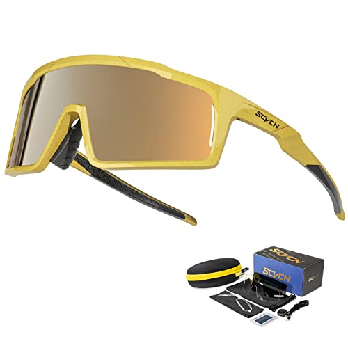 SCVCN Polarisierte Radfahrerbrille Sonnenbrille mit 3 Austauschbaren Gläsern für Männer Frauen Laufen Volleyball Tennis Autofahren Angeln Softball Bergsteigen Golf Wandern HD Hochkontrastlinsen 11 von SCVCN