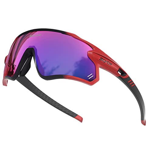 SCVCN Polarisierte Radfahrerbrille Sonnenbrille mit 3 Austauschbaren Gläsern für Männer Frauen Laufen Volleyball Tennis Autofahren Angeln Softball Bergsteigen Golf Wandern HD Hochkontrastlinsen 28 von SCVCN