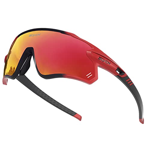 SCVCN Polarisierte Radfahrerbrille Sonnenbrille mit 3 Austauschbaren Gläsern für Männer Frauen Laufen Volleyball Tennis Autofahren Angeln Softball Bergsteigen Golf Wandern HD Hochkontrastlinsen 41 von SCVCN