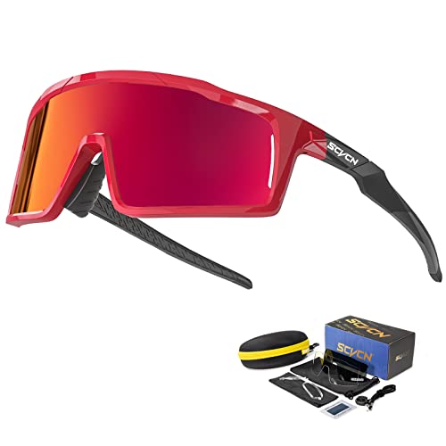 SCVCN Polarisierte Radfahrerbrille Sonnenbrille mit 3 Austauschbaren Gläsern für Männer Frauen Laufen Volleyball Tennis Autofahren Angeln Softball Bergsteigen Golf Wandern HD Hochkontrastlinsen 12 von SCVCN