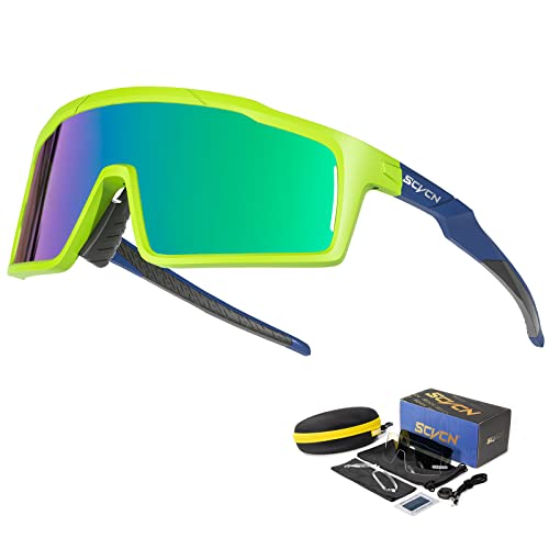 SCVCN Polarisierte Radfahrerbrille Sonnenbrille mit 3 Austauschbaren Gläsern für Männer Frauen Laufen Volleyball Tennis Autofahren Angeln Softball Bergsteigen Golf Wandern HD Hochkontrastlinsen 13 von SCVCN