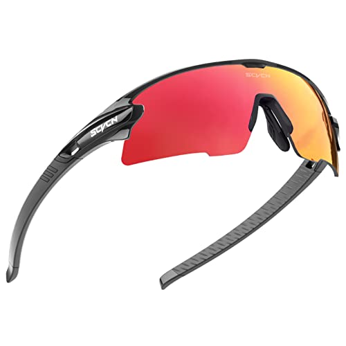 SCVCN Radfahrerbrille Polarisierte Sport Sonnenbrille mit 3 Austauschbaren Gläsern für Männer Frauen Laufen Golf Wandern Volleyball Tennis Autofahren Angeln Softball Bergsteigen 49 von SCVCN
