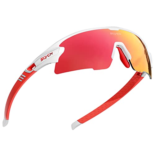 SCVCN Radfahrerbrille Polarisierte Sport Sonnenbrille mit 3 Austauschbaren Gläsern für Männer Frauen Laufen Golf Wandern Volleyball Tennis Autofahren Angeln Softball Bergsteigen 53 von SCVCN