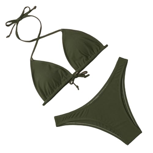 SDAFSV Bikini Damen Set 2 Pack Bikini Anzug Feste Farbe Badeanzug Frauenstrand Badeanzug-g-s-2pc von SDAFSV