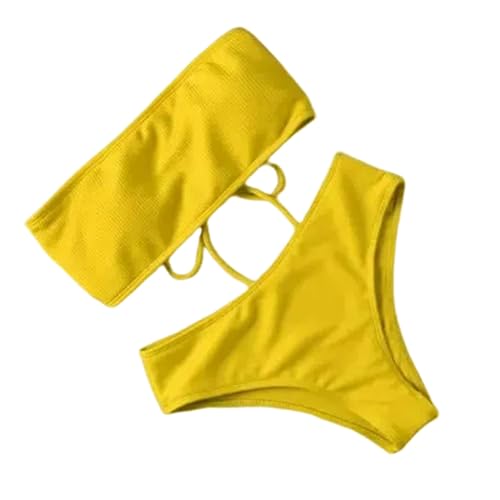 SDAFSV Bikini Damen Set 2 Pack Summer Women Bikini Bikini Set Bra Tie Seite G-String-Tanga-Strand-dreieck Anzug Badeanzug Badeanzug Schwimmanzug-gelb-l-2 Pc von SDAFSV