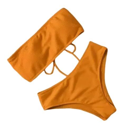 SDAFSV Bikini Damen Set 2 Pack Summer Women Bikini Bikini Set Bra Tie Seite G-String-Tanga-Strand-dreieck Anzug Badeanzug Badeanzug Schwimmanzug-orange-l-2 Pc von SDAFSV