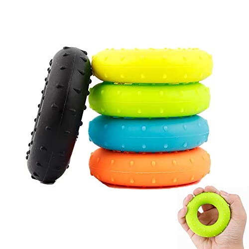 5 Stücke Handtrainer Ringe, Unterarm Fingertrainer, Hand Grip Trainer Strengthener, Unterarm Finger Silikon Trainer, Fingerspannungsring Silikon, für Handgelenk, Fingerkrafttraining von Hunphy