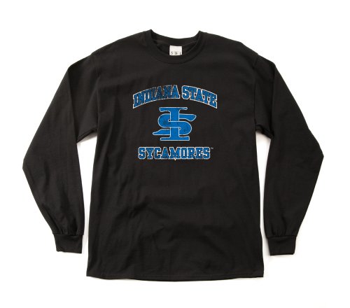 NCAA Indiana State Sycamore 100% vorgeschrumpftes Vintage-Maskottchen langärmeliges T-Shirt, Herren, schwarz, Medium von SDI