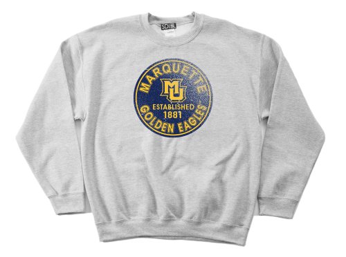 NCAA Marquette Golden Eagles 50/50 Blended 8-Ounce Vintage Circle Crewneck Sweatshirt, XX-Large, Sport Grey von SDI