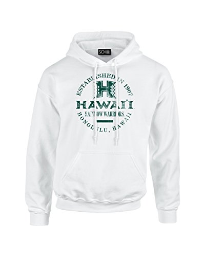 SDI Hawaii Rainbow Warriors 50/50 Blended 8oz Kapuzen-Sweatshirt, Unisex-Erwachsene, weiß, X-Large von SDI