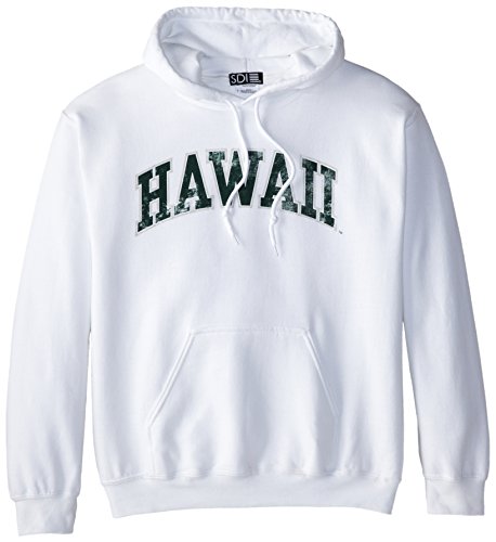 SDI NCAA Hawaii Rainbow Warriors 50/50 Blended 8-Ounce Vintage Arch Hooded Sweatshirt, Medium, White von SDI