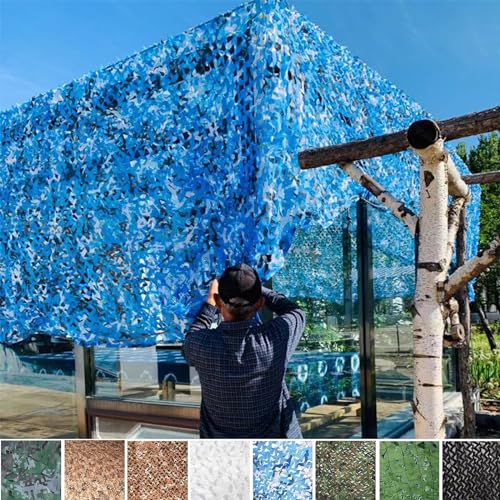 SDLLG 2023 Verdicktes 210D Camouflage Netz Tarnnetz Sonnensegel 2x20m -Blau Sonnenschutznetze Partydekoration Autoplanen Camping Tarnung Sonnenschutz Netz Sichtschutznetz von SDLLG