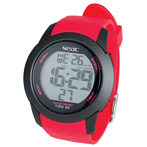 SEAC Unisex Erwachsene Chronos Digitale Armbanduhr, wasserdicht, 100 m, rot, Standard von Seac