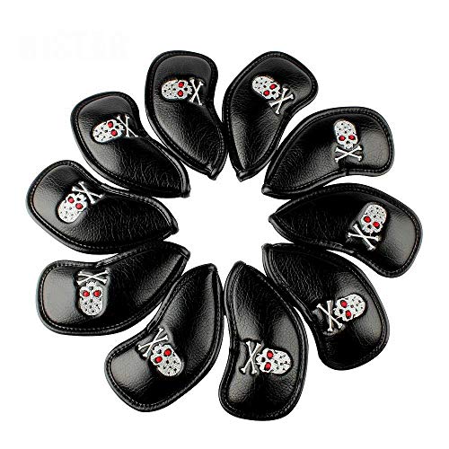 SEACLOUD Golfschlägerkopfabdeckungen aus dickem Kunstleder, Schwarz, 10 Stück von SEACLOUD