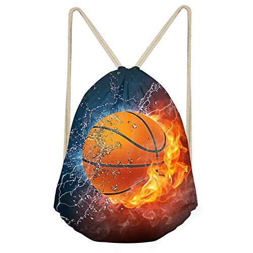 SEANATIVE Sport Flame Basketball Tasche mit Kordelzug, leicht, zum Wandern, Tagesrucksack, Sport, Strand, Tagesrucksack von SEANATIVE