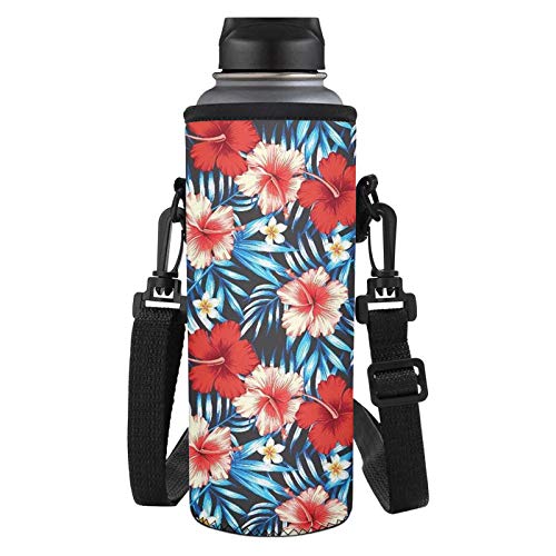 SEANATIVE Wasserflaschentasche Hawaii Stil Hibiskus Thermosbecher Tasche Flaschenhülle Kühler Träger Isolierung Cup Sleeve von SEANATIVE