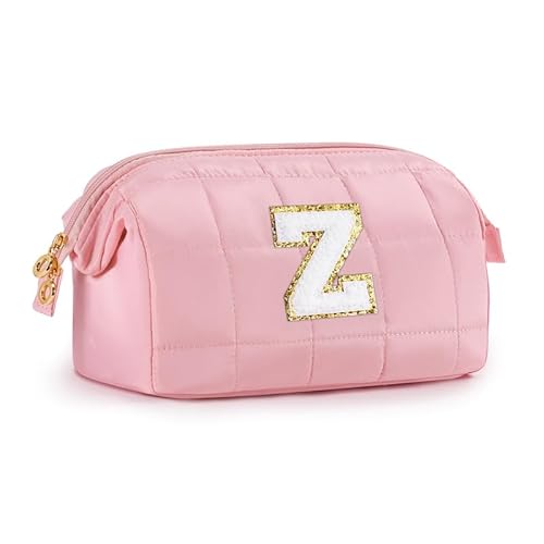 SEFORICO Kosmetiktasche für Frauen Mädchen - Personalisierte Geschenke für Frauen Weit offene Kulturtaschen Geschenk Mädchen 8 9 10 11 Jahre Initiale Make-up Tasche für Damen Waschtasche(Rosa Z) von SEFORICO