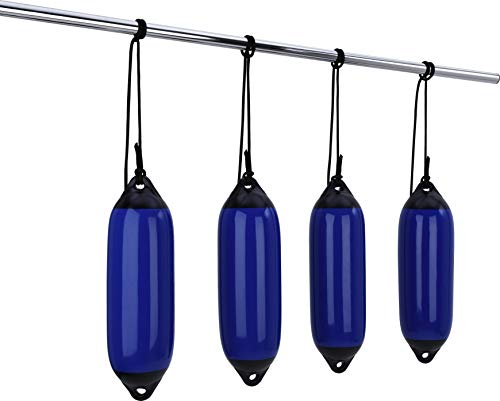 Seilflechter - Fenderset mit 4 aufblasbaren Fendern und 4 Fenderleinen, blau, 210 x 620 mm, für Boot oder Yacht von Seilflechter