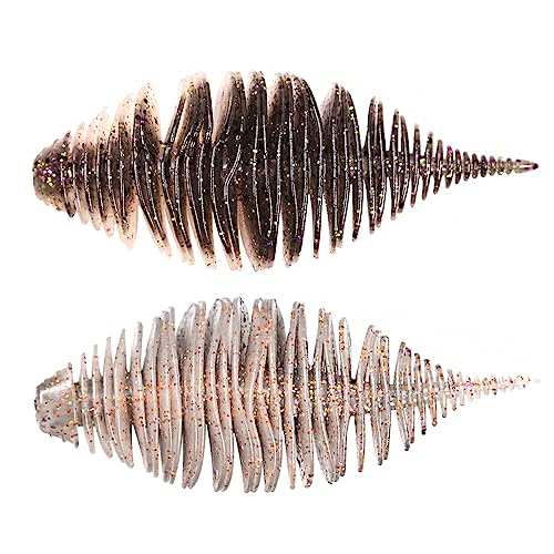 Gummifische Angelköder, Weichköder zum Angeln Worms Schwimmköder für Süßwasser Hecht Barsch Forelle Zander Köder, 75mm-4stk/ 100mm-2stk von SEIWEI