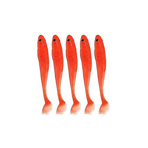 Gummifische Zander Set 3D-Augen weiche Angelköder 10CM Fische Angeln Forelle Barsch Köder Jigköpfe Kunstköder, Fischen Geschenk für Süßwasser Salzwasser,5er Pack 4# von SEIWEI