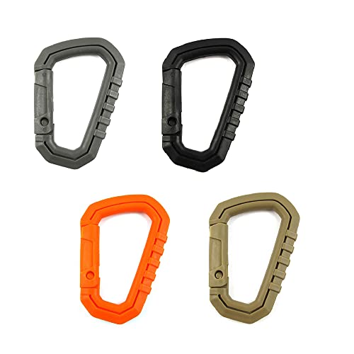 SEIWEI Karabinerhaken, 4 Stück Kunststoff-D-Ring, taktische Karabiner-Clips, hängende Schnalle, Schlüsselanhänger für Rucksack, Camping, Wandern – 4 Farben von SEIWEI