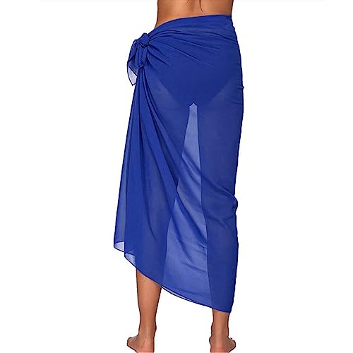 Strand-Sarong-Pareo für Damen, Chiffon, halbdurchsichtig, Badeanzug, Überzug, seitliche Bindung, langer Wickelrock für Bademode, Badeanzug, Schal von SELiLe