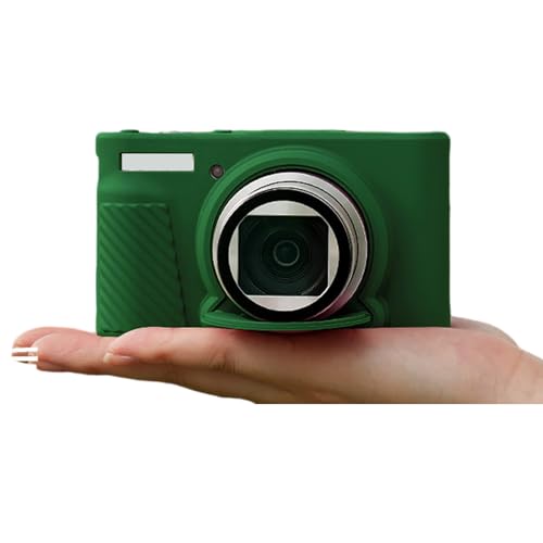 Tragbare Kameratasche aus PU-Leder für SX740/730 mit Schultergurten, Silikonhülle, grün von SELiLe