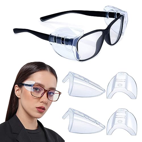 Brille Seitenschutz,Schutzbrillen Seitenschilder,Transparente Seitenschutzbrille,Anti-UV Schutzbrille Seitenschutz,Flexibler Aufsteckschutz für Schutzbrillen,Sicherheit Schutz Brille,2 Paar von SEMINISMAR