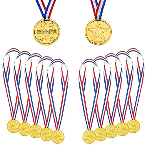 SEMINISMAR Plastik medaillen für Kinder,Gold Gewinner Medaillen,Goldmedaille für Kinder,Galvanik Goldmedaille,Medaille der Siegerehrung,Medaillenset für Kinder Sport Party Wettbewerb Preise,10 Stück von SEMINISMAR