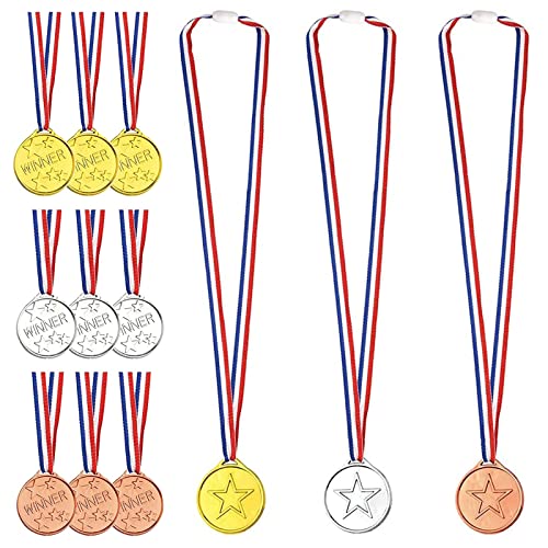SEMINISMAR Plastik medaillen für Kinder,Gold Gewinner Medaillen,Goldmedaille für Kinder,Galvanik Goldmedaille,Medaille der Siegerehrung,Medaillenset für Kinder Sport Party Wettbewerb Preise,12 Stück von SEMINISMAR