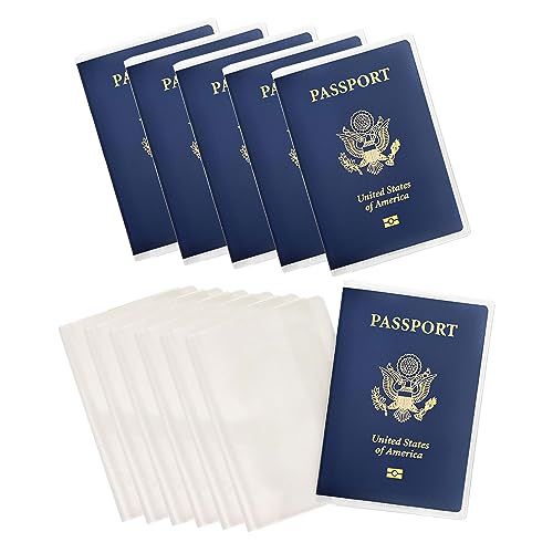 SEMINISMAR Reisepasshülle für den NEUEN Reisepass,transparent,Passhülle Schutzhülle Robuste reißfeste in Standardgröße(13,5 x 19 cm) Schützt Ihren Pass,6pc Reisepasshülle+Dokumententasche A5 1pc von SEMINISMAR