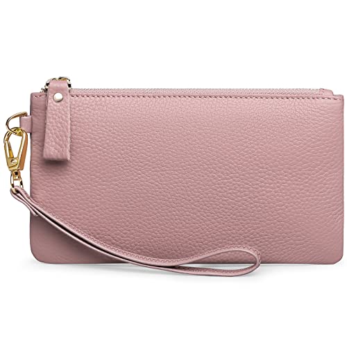 SENDEFN Damen Handtasche, RFID Schutz von Clutch Taschen für Damen, Geldbörse Damen Klein Leder mit Handgelenkschlaufe und Reißverschluss Münzfach von SENDEFN