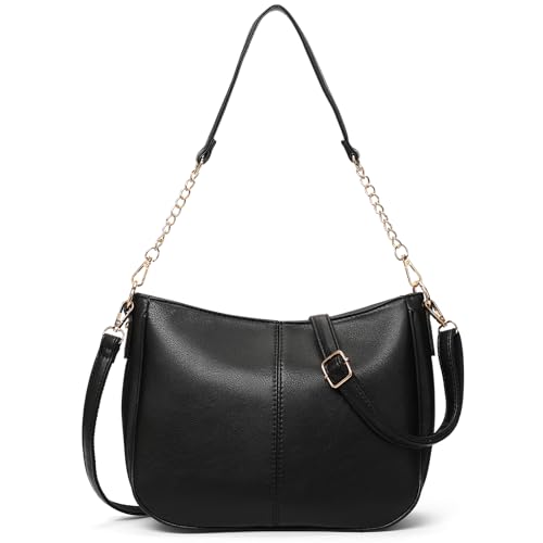 SENDEFN Umhängetasche Damen, Elegante Vintage Crossbody Bag, Kette Umhängetasche Leder Handtasche Shopper Tasche mit Abnehmbarem Schultergurt von SENDEFN
