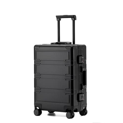 SENXINWEI Handgepäck mit Aluminiumrahmen, Business-Gepäck, TSA-Zahlenschloss, Metall-Reisekoffer mit Spinnrädern, von Fluggesellschaften zugelassen, Schwarz, 20inch von SENXINWEI