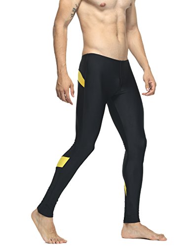TAUWELL Herren Fitness Hose Shorts Compression Leggings (6141 schwarz Gold, L(79-84cm)) von SEOBEAN