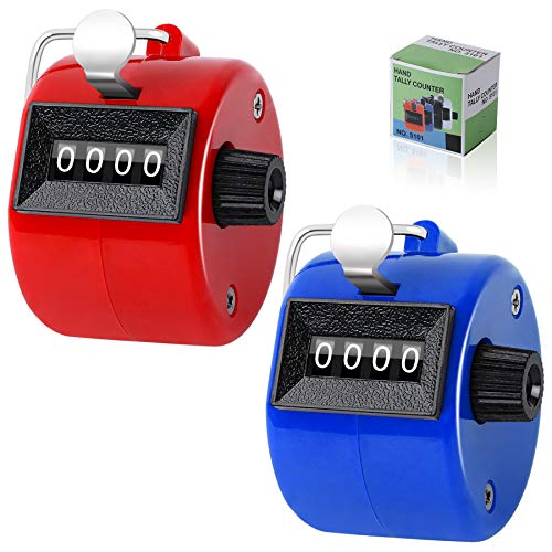 SEPGLITTER 2 Stück Handzähler Klicker Counter 4-stellige Zähler Mengenzähler Fingerzähler Rundenzähler für Personenzähler Sport School (Rot Blau) von SEPGLITTER