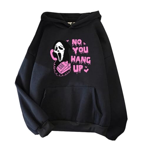 Halloween Hoodie No You Hang Up Scream Winter Unisex Pullover Frühling/Herbst Sweatshirt Vintage Harajuku Tops(8,XL) von SERLA